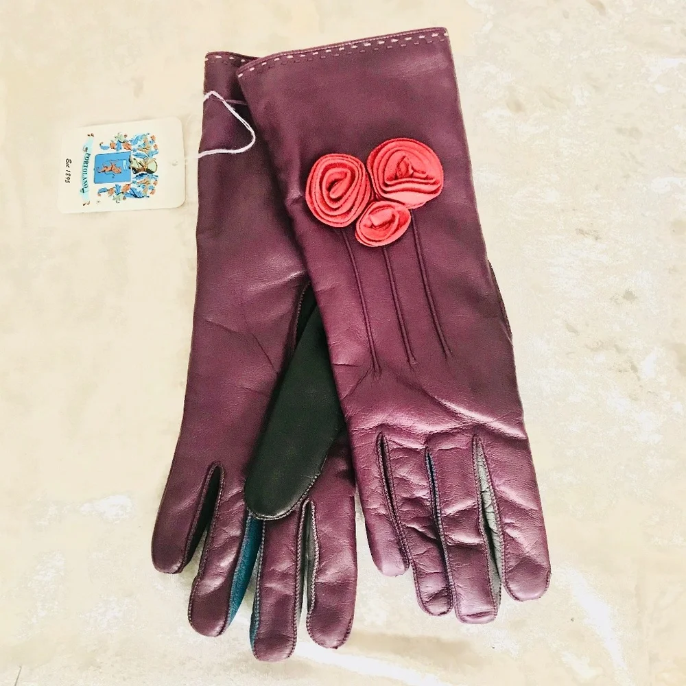 Portolano Rosebud Multi Colored Leather Gloves